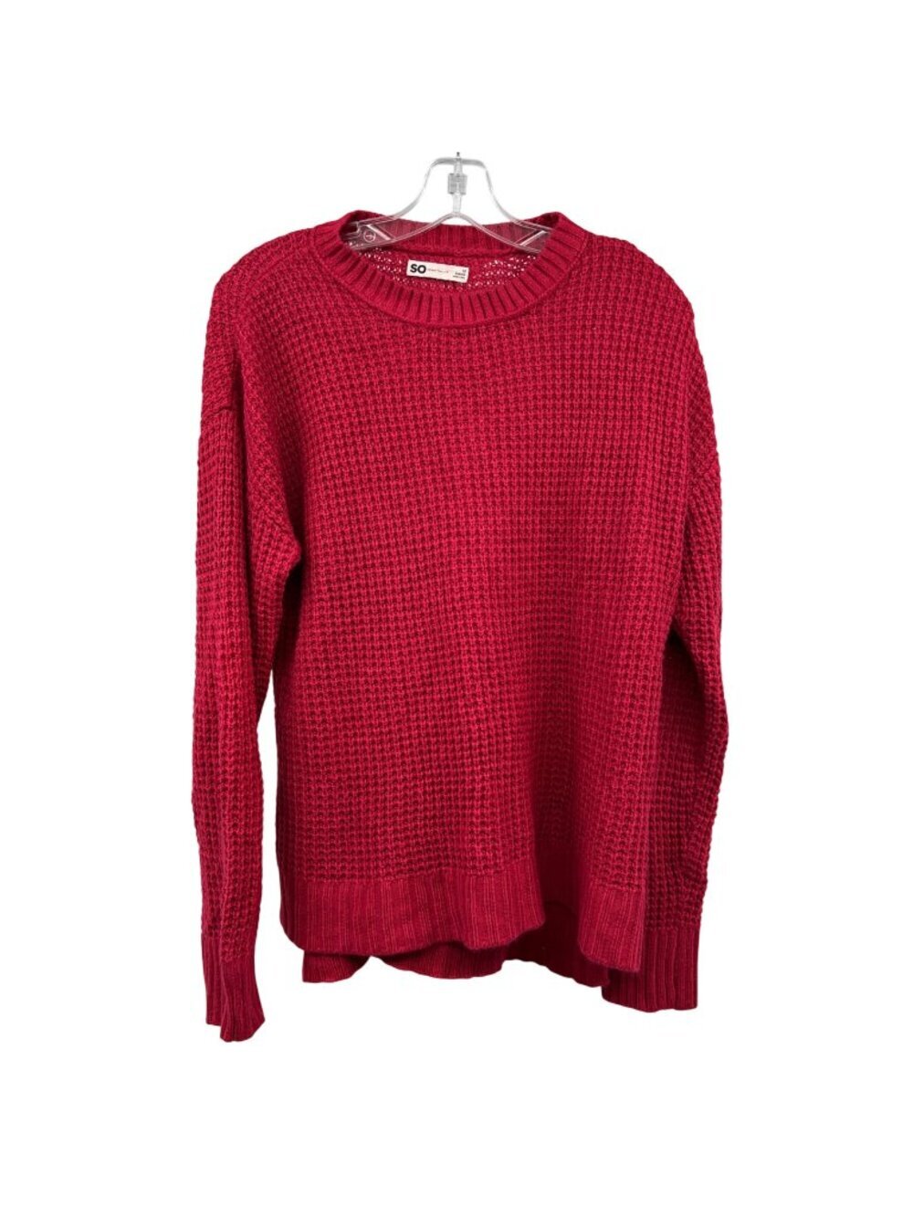 SO Womens Knit Pullover Sweater Long Sleeve Raspberry Size Medium